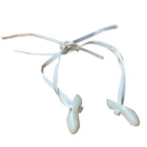 1980s Barbie Doll My First WHITE Tie Ribbon Ballet Slippers Shoes Beauty Queen